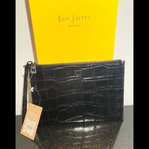 Eric Javits Glossy Black Croc Wristlet